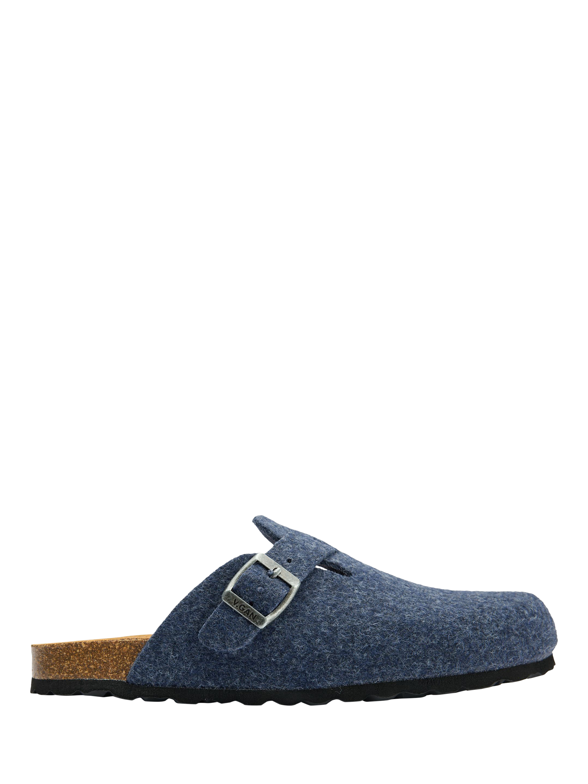 Product image 1 of 5, which shows V.GAN Vegan Taro Felt Mule Slippers, Navy, 6