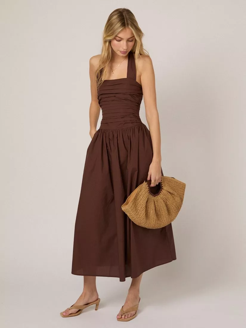 slim fit dress slacks White Halter Neck Dress Open Back Holiday Outfit – Styledup.co.uk