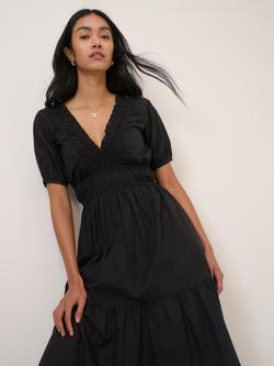 Nobody's Child Madison Shirred Tiered Midi Dress, Black - view 2, Black
