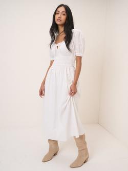 Nobody's Child Tula Square Neck Puff Sleeve Cotton Midi Dress, White - view 2, White