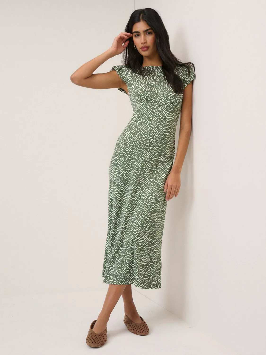 green dress white spots Just That Simple Green Babydoll Dress – Shop the Mint main image 0