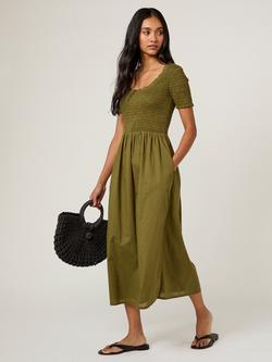 Nobody's Child Zita Ruffle Trim Midi Dress, Khaki, Khaki