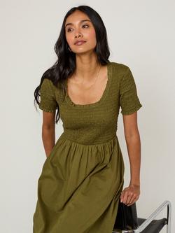 Nobody's Child Zita Ruffle Trim Midi Dress, Khaki - view 2, Khaki