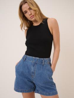 Nobody's Child Logan Pleat Denim Shorts, Blue - view 2, Blue