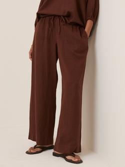 Nobody's Child Tadlow Drawstring Waist Linen Blend Trousers, Brown