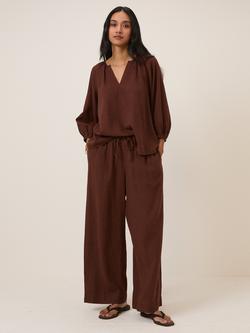 Nobody's Child Tadlow Drawstring Waist Linen Blend Trousers - view 2, Brown