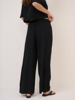 Nobody's Child Tadlow Drawstring Waist Linen Blend Trousers - view 2, Black