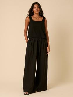 Nobody's Child Stanley Square Neck Linen Rich Top, Black, Black