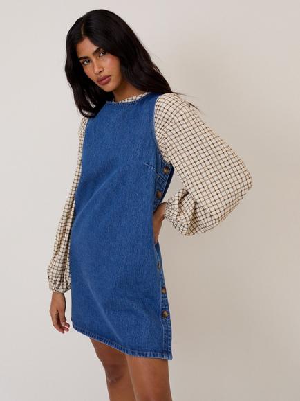 Nobody's Child Izzie Denim Pinafore Dress, Blue, Blue