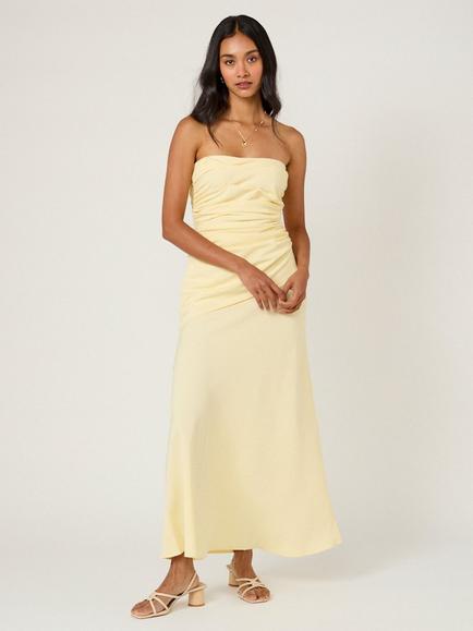 Nobody's Child Kiva Riched Midaxi Dress, Pastel Yellow - view 2, Cream
