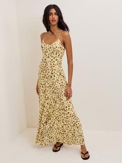 Nobody's Child Petite Kiki Leopard Print Midi Dress, Yellow/Brown - view 2, Yellow/Brown
