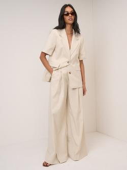 Nobody's Child Petite High Waisted Wide Leg Trousers, Cream - view 2, Cream