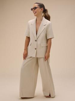 Nobody's Child Petite High Waisted Wide Leg Trousers, Cream, Cream