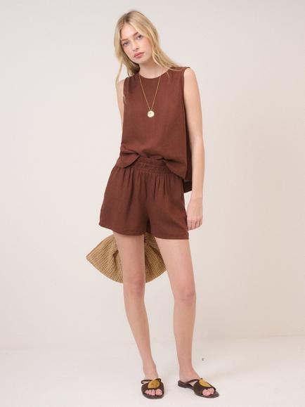 Nobody's Child Joppa Linen Rich Shorts, Brown - view 2, Brown