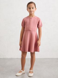 Reiss Kids' Jenny Modal Blend Puff Sleeve Dress, Rose, Rose