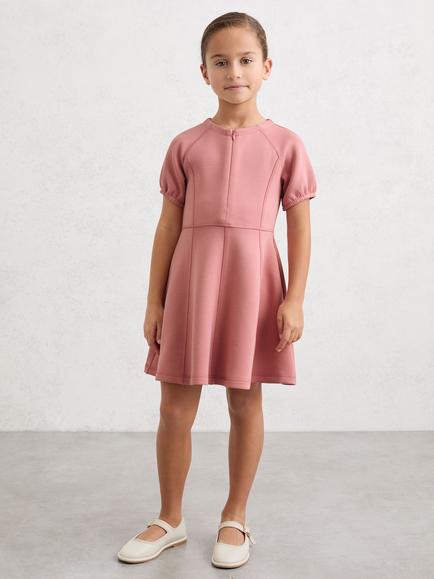Reiss Kids' Jenny Modal Blend Puff Sleeve Dress, Rose, Rose