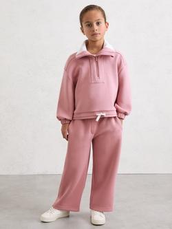 Reiss Kids' Laney Modal Blend Zip Neck Sweatshirt, Rose, Rose