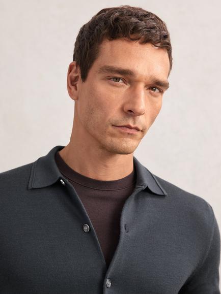 Reiss Forbes Merino Wool Button-Through Cardigan, Bottle Green - view 2, Bottle Green