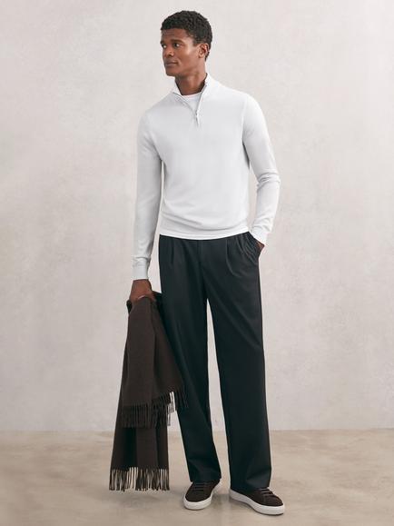 Reiss Blackhall Wool Zip Jumper, Frost Blue