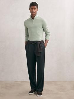 Reiss Blackhall Wool Zip Jumper, Light Green