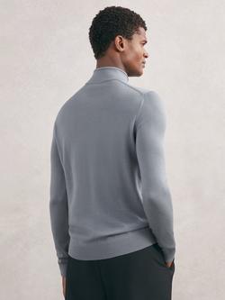 Reiss Blackhall Wool Zip Jumper - view 2, Steel Blue