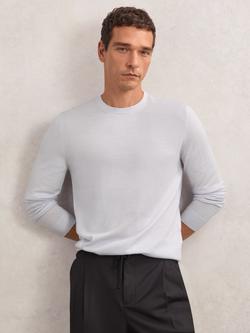 Reiss Wessex Knit Merino Wool Jumper, Frost Blue