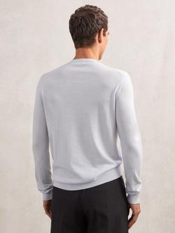 Reiss Wessex Knit Merino Wool Jumper - view 2, Frost Blue