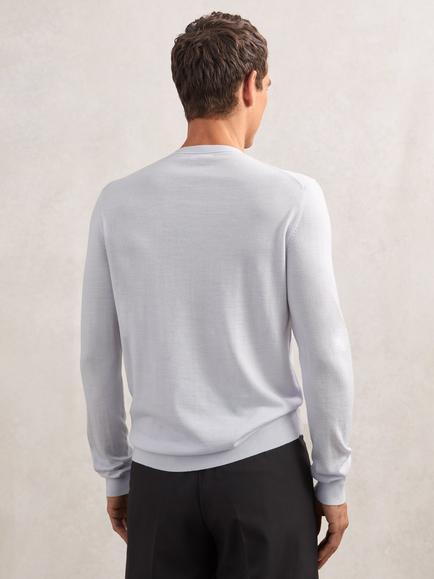 Reiss Wessex Knit Merino Wool Jumper - view 2, Frost Blue