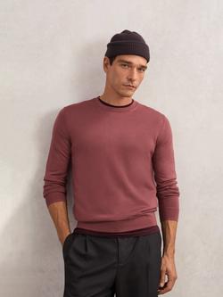 Reiss Wessex Knit Merino Wool Jumper, Raspberry Pink