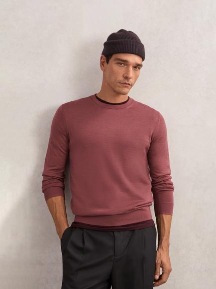 Reiss Wessex Knit Merino Wool Jumper, Raspberry Pink