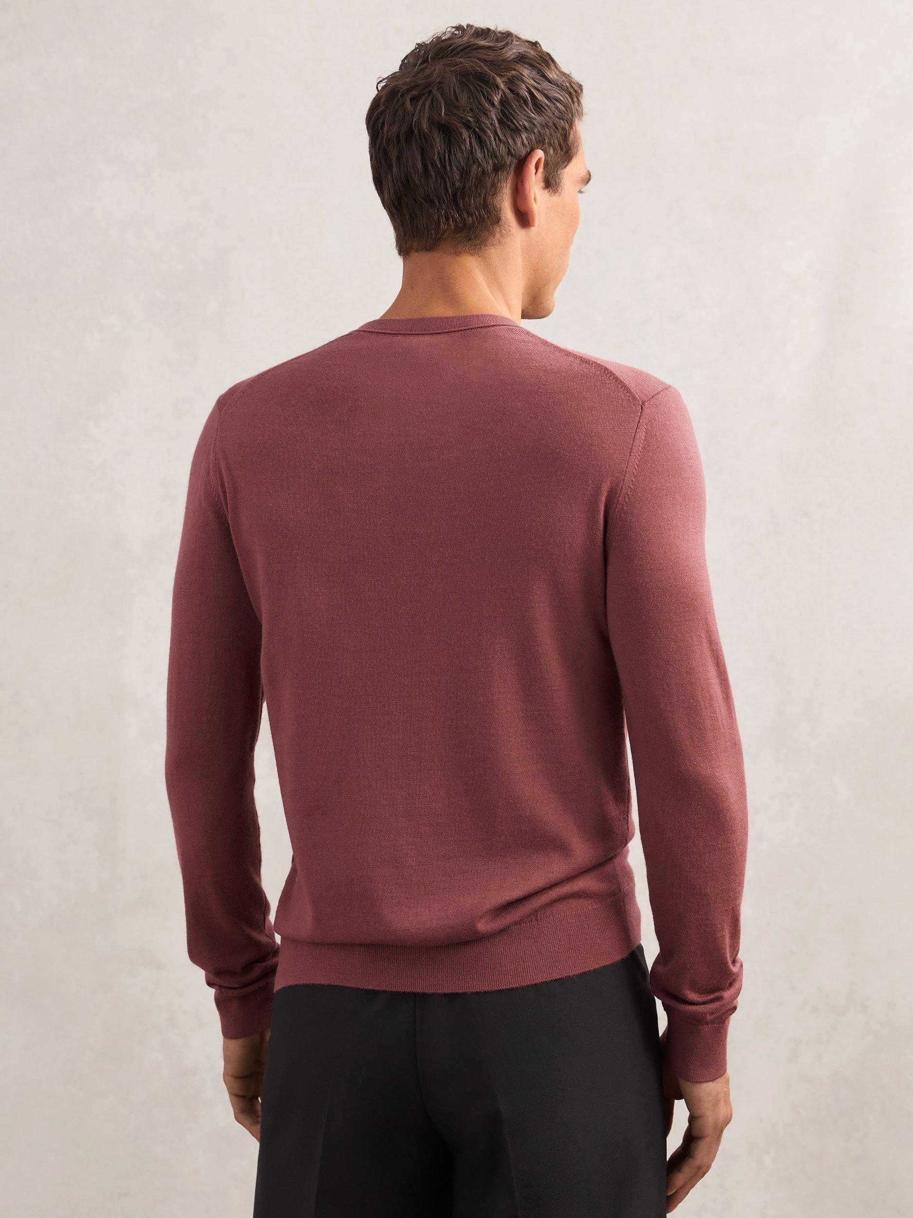 Product image 2 of 5, which shows Reiss Wessex Crew Neck Wool Jumper, Raspberry Pink, XS