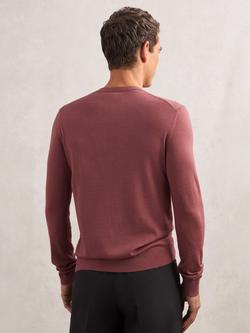 Reiss Wessex Knit Merino Wool Jumper - view 2, Raspberry Pink
