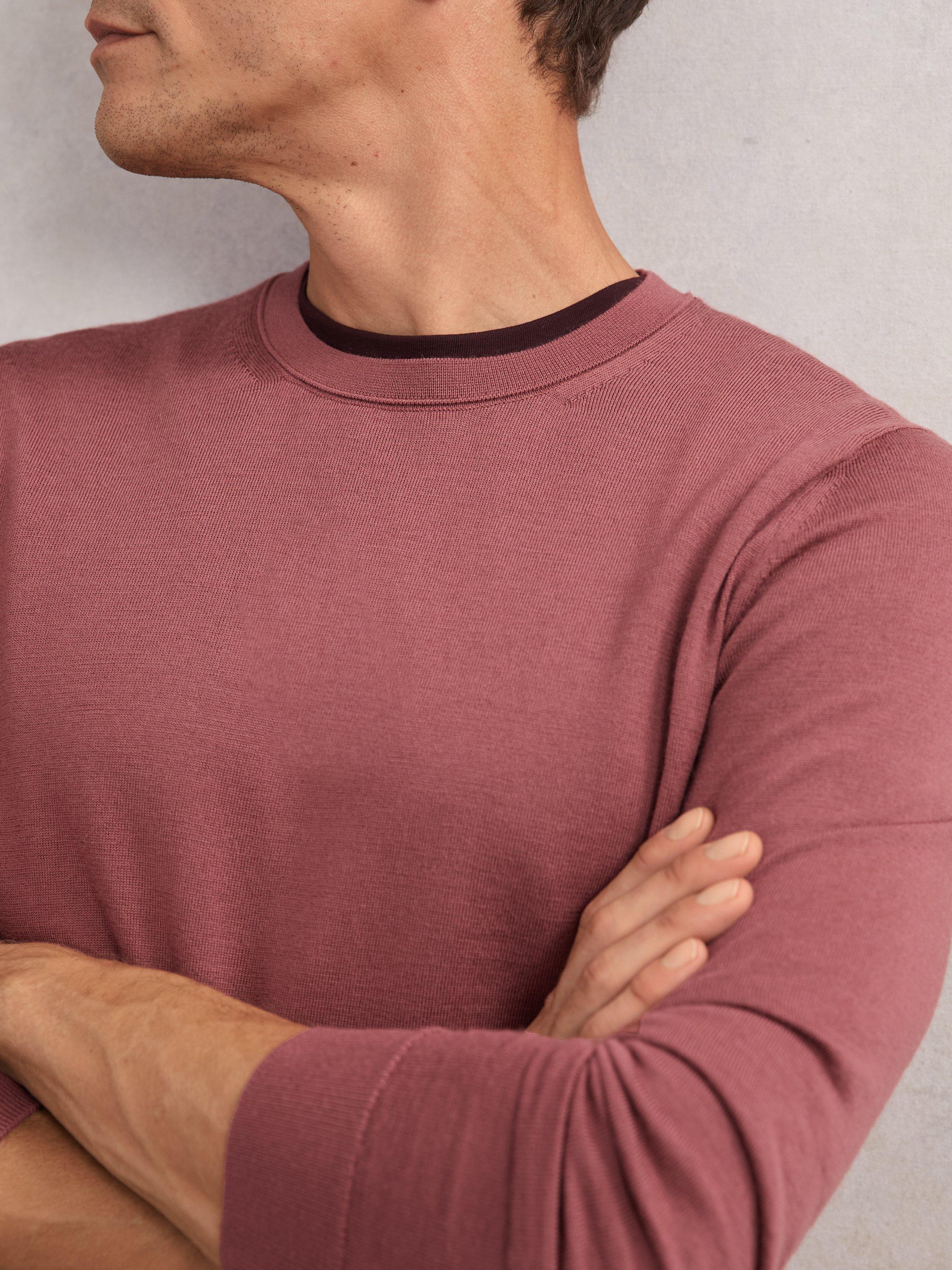 Product image 5 of 5, which shows Reiss Wessex Crew Neck Wool Jumper, Raspberry Pink, XS