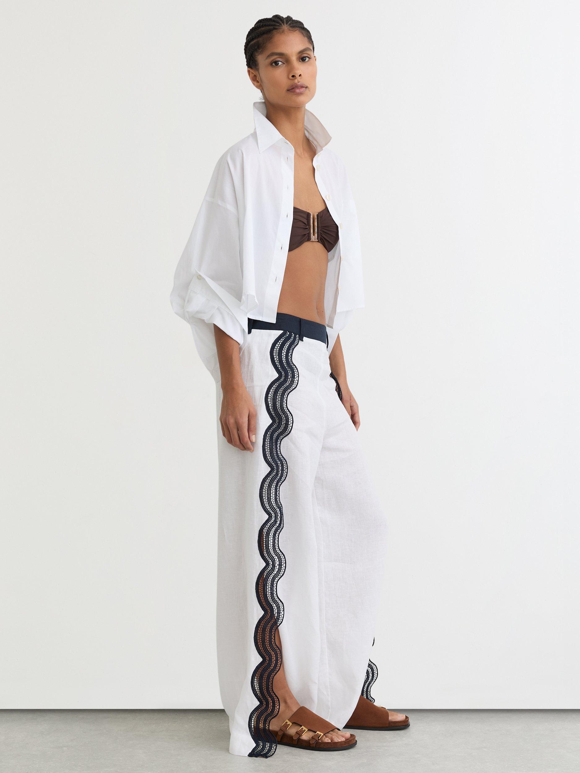 Product image 3 of 5, which shows Reiss Lauren Suede Buckle Flat Sandals, Tan, 3