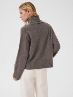 Part Two Corina Roll Neck Pure Wool Jumper, Falcon Melange - view 2, Falcon Melange