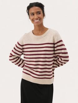 Part Two Niaka Stripe Wool Blend Jumper, Tawny Port, Tawny Port
