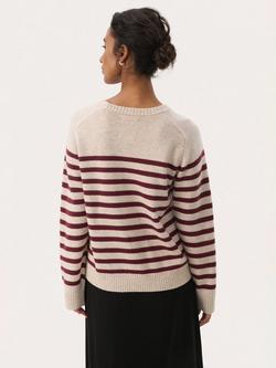 Part Two Niaka Stripe Wool Blend Jumper, Tawny Port - view 2, Tawny Port