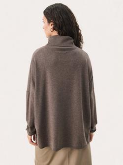Part Two Tilane Roll Neck Wool Blend Jumper - view 2, Dark Mink Melange