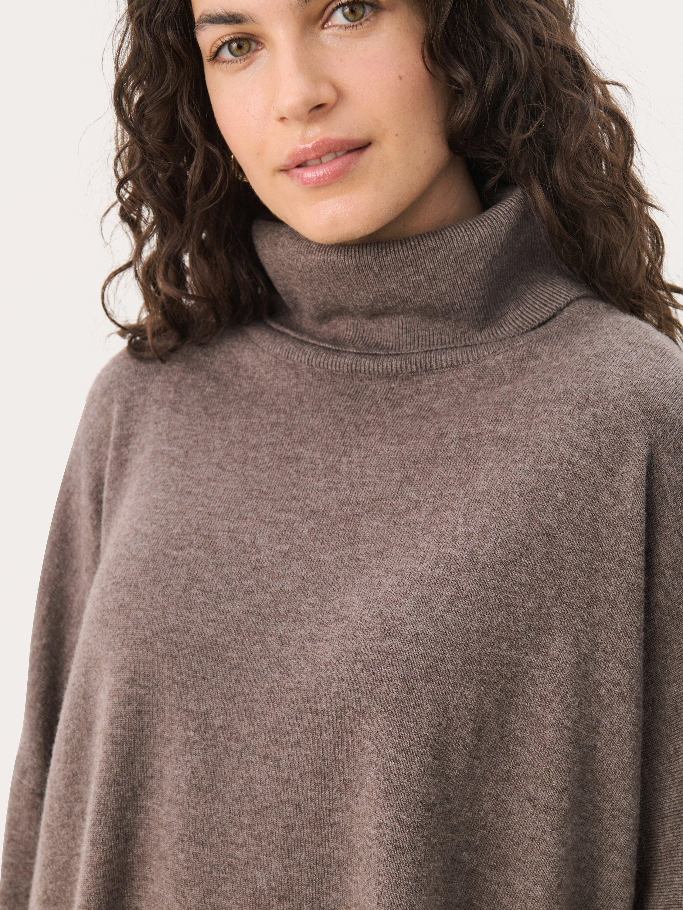 Product image 4 of 6, which shows Part Two Tilane Roll Neck Wool Blend Jumper, Dark Mink Melange, XS
