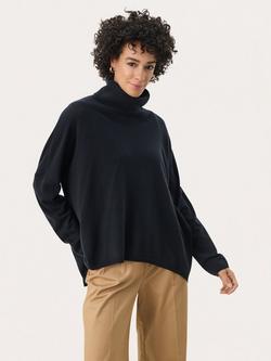 Part Two Tilane Roll Neck Wool Blend Jumper, Dark Navy