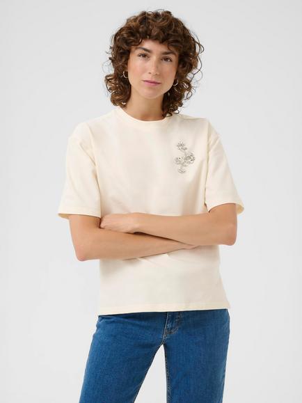 Part Two Tilda Floral Jersey Top, Eggnog, Eggnog