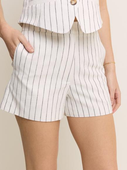 Nobody's Child Pinstripe Tailored Shorts, White - view 2, White