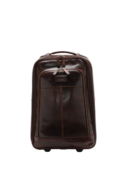 Loake Paris Leather wheeled Suitcase, Chestnut, Chestnut