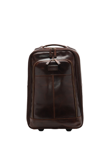 Loake Paris Leather wheeled Suitcase, Chestnut, Chestnut