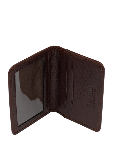 Loake Fenchurch Leather Card Holder - view 2, Dark Brown Grain