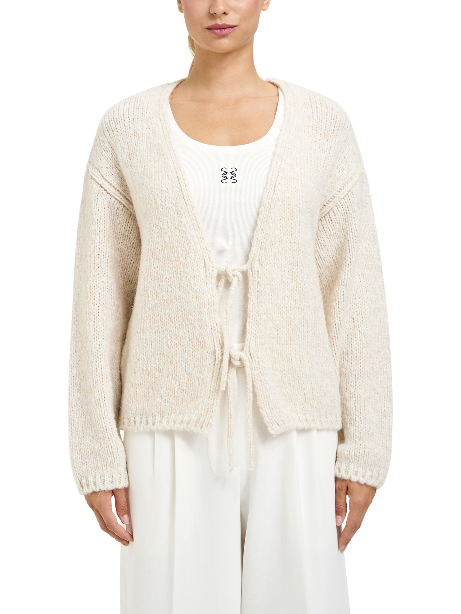 Product image 1 of 5, which shows Smith & Soul Mouliné Cardigan with Alpaca, Beige, XS