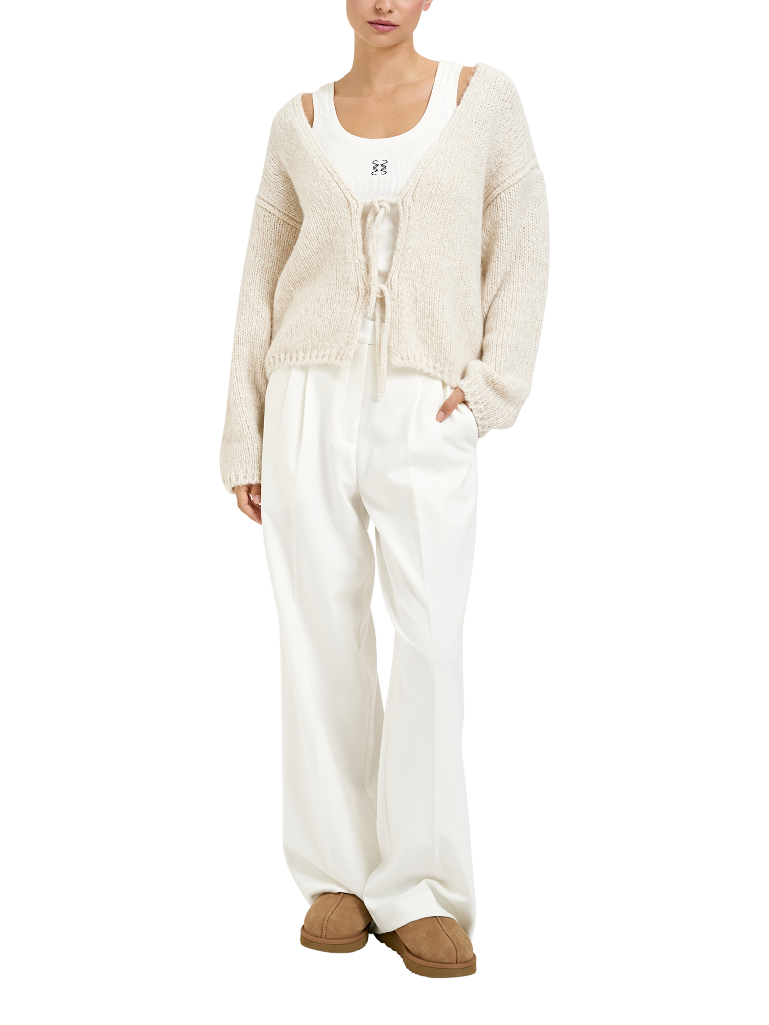 Product image 3 of 5, which shows Smith & Soul Mouliné Cardigan with Alpaca, Beige, XS