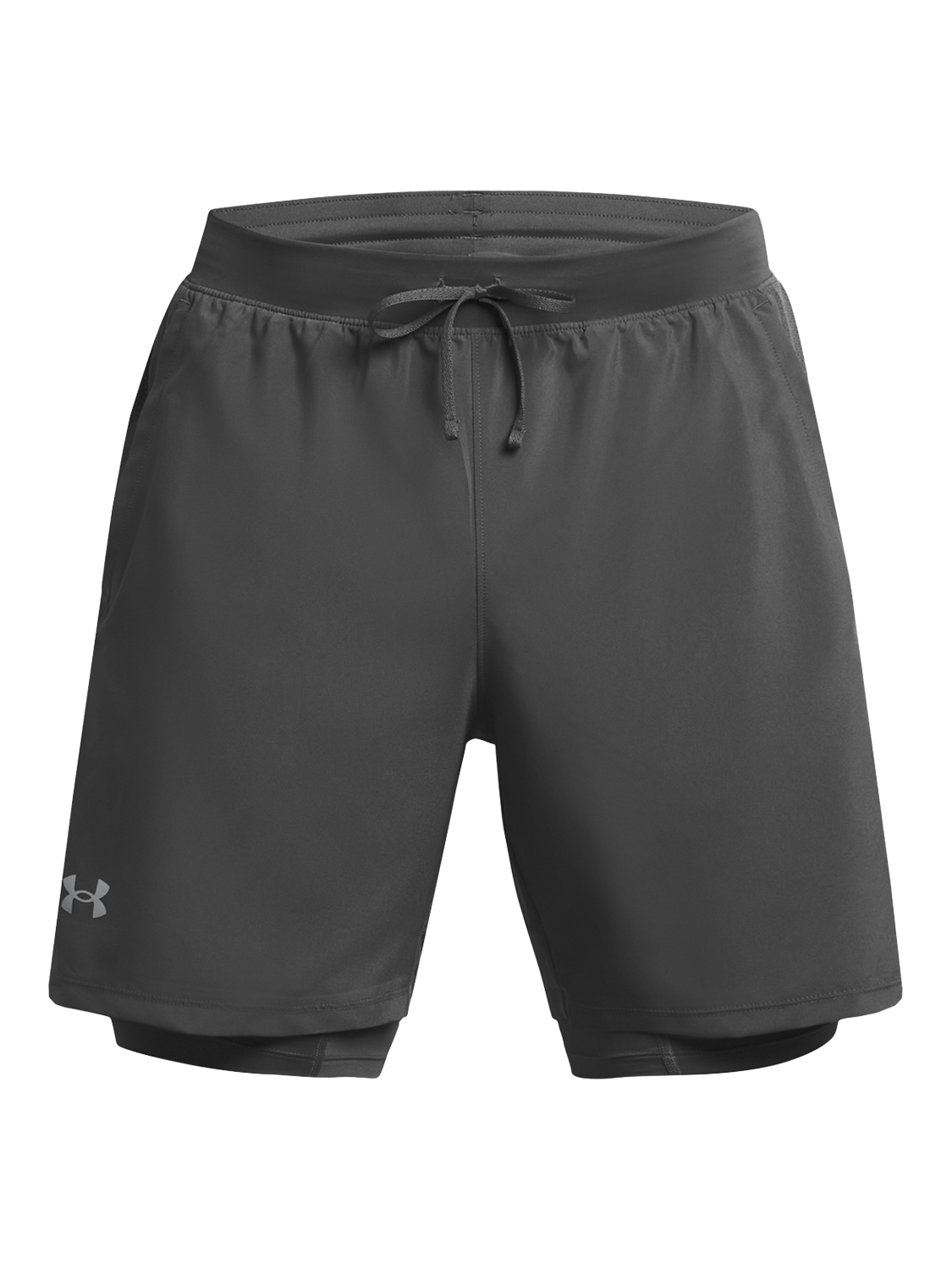 Product image 1 of 2, which shows Under Armour Launch 5 Shorts, Castlerock / Castler, S