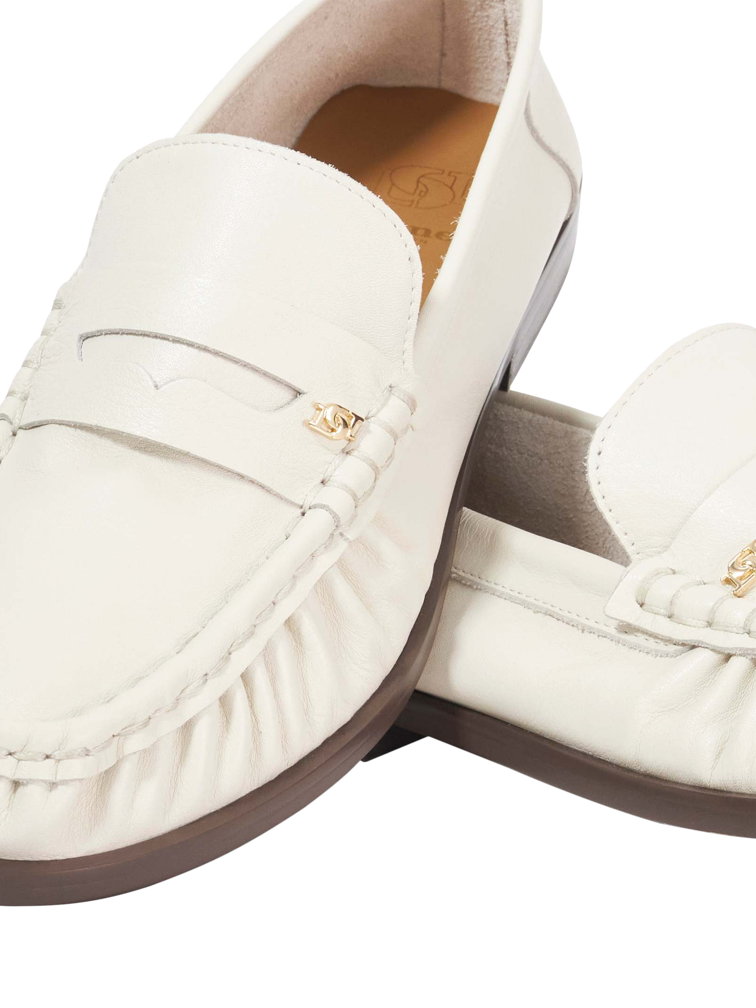 Product image 6 of 6, which shows Dune London Grisella Leather Loafers, Ecru, EU36