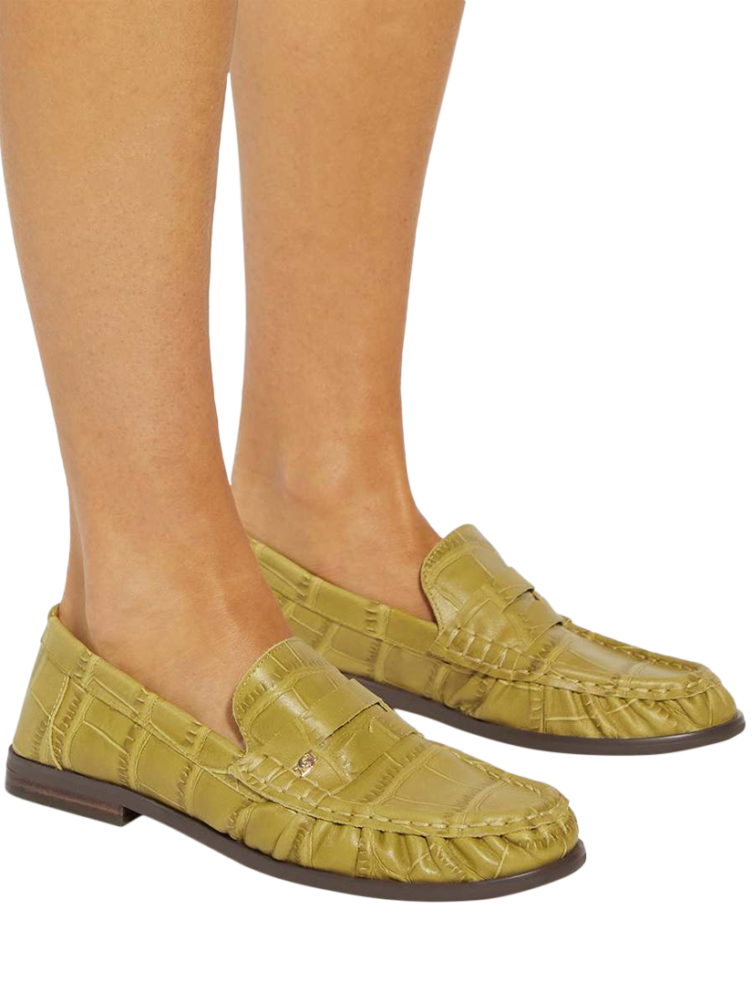 Product image 2 of 6, which shows Dune London Grisella Leather Loafers, Green, EU36